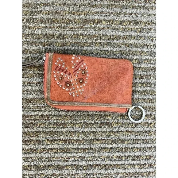 Fossil Leather Applique Bug Key Lock Keychain Coin Purse Wallet ID Holder 5X3" - Picture 3 of 11